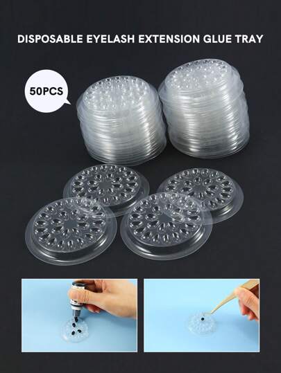 50pcs Eyelash Glue Holder False Eyelashes Glue Holder Eyelash Extension Glue Holder Pallet Pads Eyelash Extension Tool