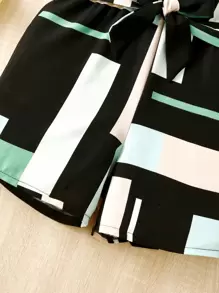 SHEIN Explorewe Girls Colourblock Belted Cami Romper - Multicolor - View 6