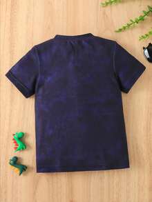 SHEIN 小男童恐龍印花T恤 - 藏蓝色 - 查看 2