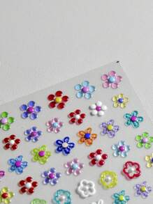 1張花卉紋理美甲貼紙，Y2K風格美甲貼紙，DIY美甲 - 彩色 - 查看 4