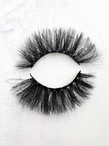 1pair Shinny Glitter Volumized False Eyelashes - Multicolor - View 6