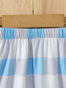 小男童格紋印花襯衫和短褲不帶T恤