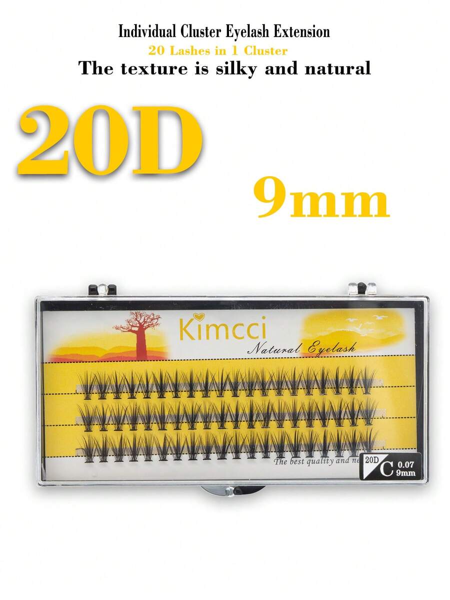 KIMCCI 1 hộp Mi giả rời 20D 9mm 0.07 - màu đen - Xem 1