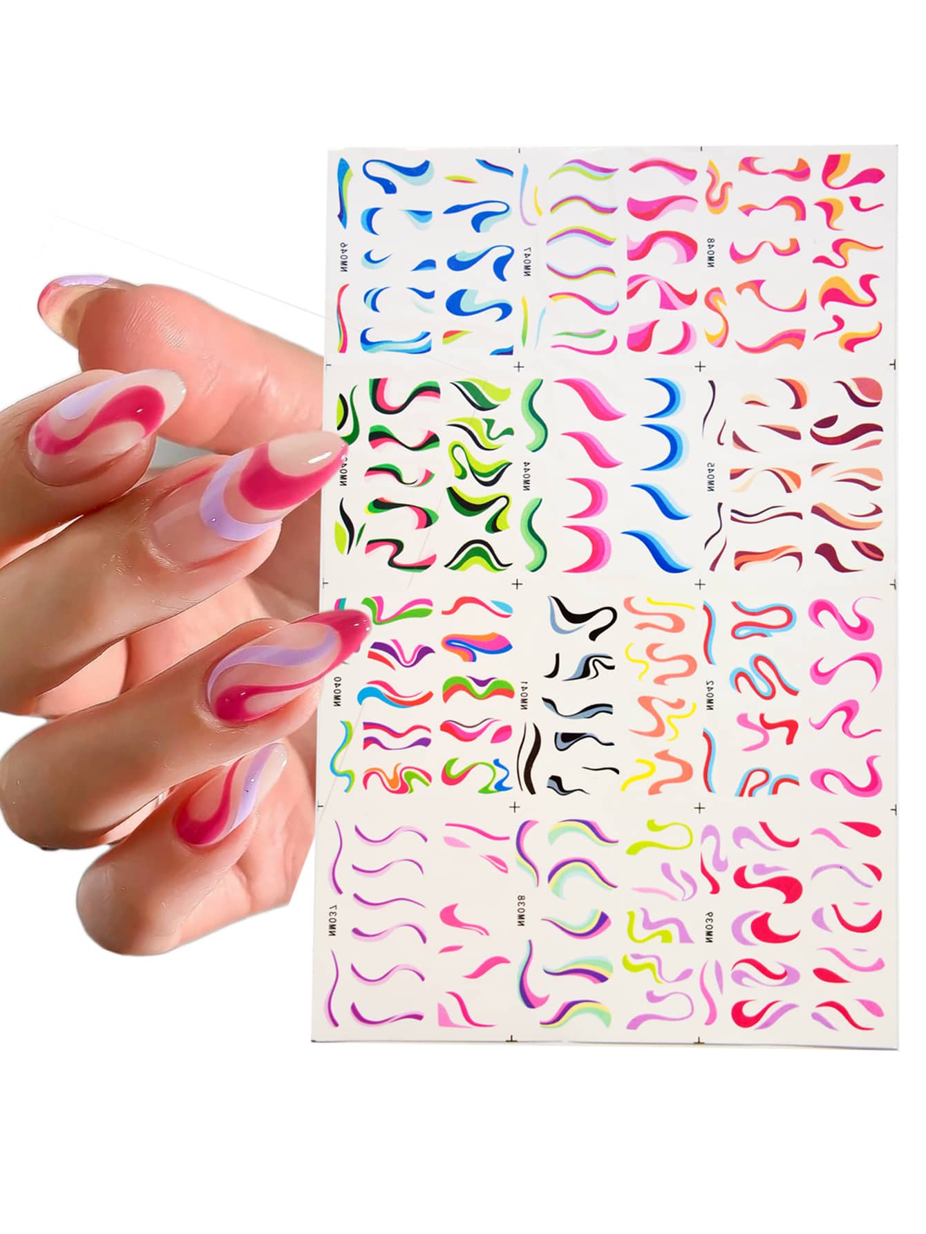 4 Tấm Pastel Pháp Dòng Móng Nước Decal Xoáy Nhiều Màu Sắc Móng Tay Nghệ Thuật Dán Trang Trí Móng Tay - Nhiều màu - Xem 1