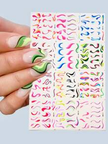 4 Tấm Pastel Pháp Dòng Móng Nước Decal Xoáy Nhiều Màu Sắc Móng Tay Nghệ Thuật Dán Trang Trí Móng Tay - Nhiều màu - Xem 2