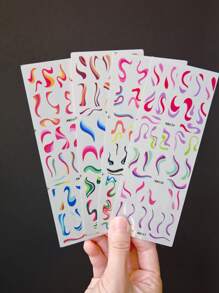 4 Tấm Pastel Pháp Dòng Móng Nước Decal Xoáy Nhiều Màu Sắc Móng Tay Nghệ Thuật Dán Trang Trí Móng Tay - Nhiều màu - Xem 4