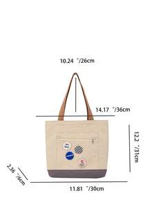 Two Tone Shopper Bag With Badges - Multicolor - View 3