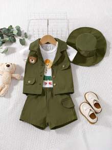 Bộ đồ Em bé Nút phía trước Hoạt hình - Nhiều màu - Xem 1