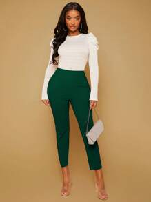 SHEIN SXY Summer Trousers Solid Color Work High Waist Trousers