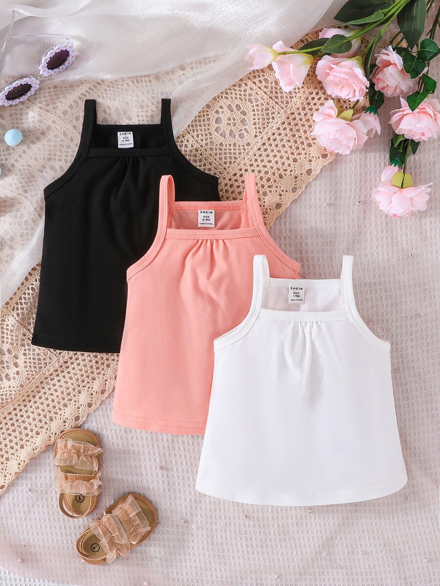Baby Girl 3pcs Solid Cami Top - Multicolor - View 1