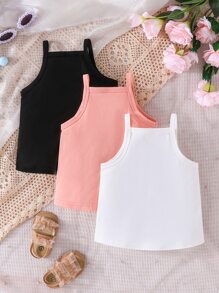 Baby Girl 3pcs Solid Cami Top - Multicolor - View 2