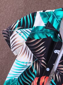 SHEIN Bộ hai mảnh Trai Nút phía trước Nhiệt đới Boho - Nhiều màu - Xem 4