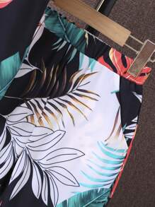 SHEIN Bộ hai mảnh Trai Nút phía trước Nhiệt đới Boho - Nhiều màu - Xem 5