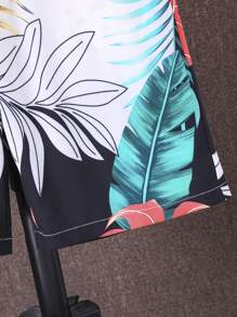 SHEIN Bộ hai mảnh Trai Nút phía trước Nhiệt đới Boho - Nhiều màu - Xem 6