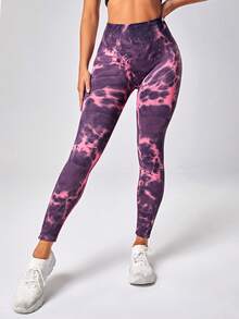 Quần Leggings Thể thao Nữ Cà vạt nhuộm - Màu tím - Xem 4