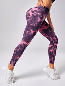 Quần Leggings Thể thao Nữ Cà vạt nhuộm - Màu tím - Xem 5
