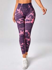 Quần Leggings Thể thao Nữ Cà vạt nhuộm - Màu tím - Xem 6