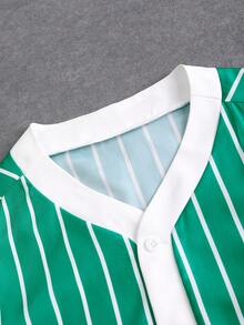 Manfinity 男士條紋和字母圖案襯衫