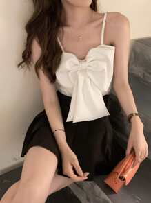 Top de tirantes unicolor con lazo delantero - Blanco - Ver 1