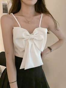 Top de tirantes unicolor con lazo delantero - Blanco - Ver 4