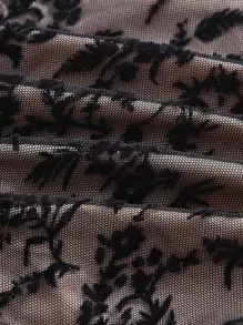 SHEIN MOD Floral Print Frill Trim Crop Tee