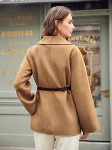 MOTF PREMIUM Áo khoác ngoài nữ Thắt lưng màu trơn Thanh lịch - Lạc đà - Xem 2