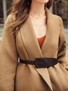MOTF PREMIUM Áo khoác ngoài nữ Thắt lưng màu trơn Thanh lịch - Lạc đà - Xem 6