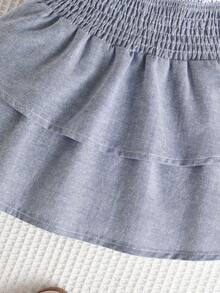 SHEIN Baby Two Layer Hem Skirt - Dusty Blue - View 5