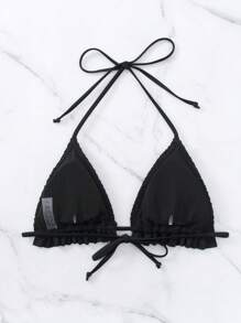 Top bikini a triangolo con volant halter