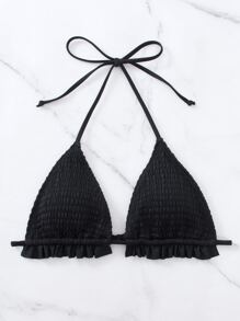 Top bikini a triangolo con volant halter