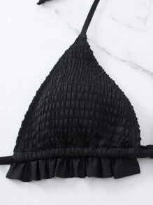Top bikini a triangolo con volant halter
