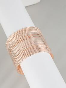 27 cái/bộ Vòng tay kết cấu thời trang dành cho phụ nữ để trang trí hàng ngày - Hoa hồng vàng - Xem 3