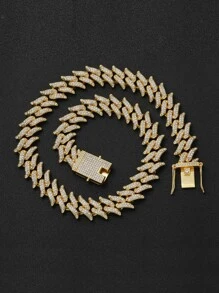 2pcs/set Hip Hop Gold Color Iced Out Bracelet Chain Cubic Zirconia Jewelry Set For Women Men For Daily Decoration - Yellow Gold - View 2