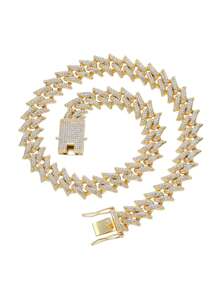 2pcs/set Hip Hop Gold Color Iced Out Bracelet Chain Cubic Zirconia Jewelry Set For Women Men For Daily Decoration - Yellow Gold - View 3