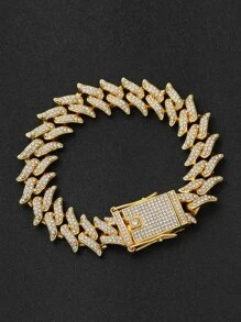 2pcs/set Hip Hop Gold Color Iced Out Bracelet Chain Cubic Zirconia Jewelry Set For Women Men For Daily Decoration - Yellow Gold - View 6