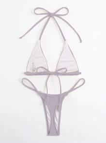 Swim SXY 单色比基尼套装吊带微三角文胸和丁字裤 2 件比基尼夏季海滩