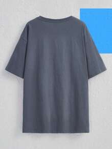 Autism Heroes 山圖案落肩袖超大號T恤 - 霧霾藍 - 查看 3