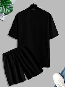 Manfinity Homme Men Plus Letter Graphic Tee & Shorts