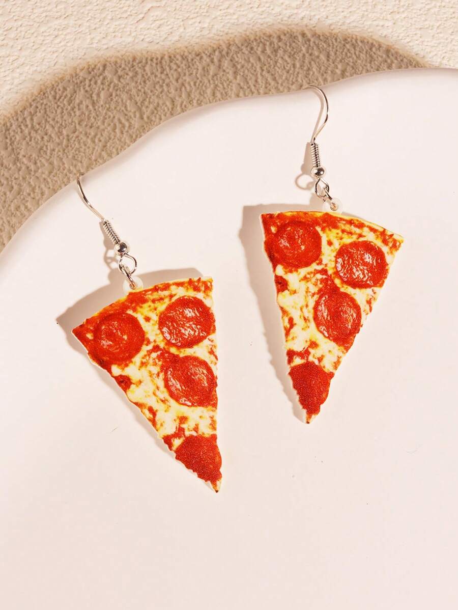 Pendientes con diseño de pizza - Marrón - Ver 1
