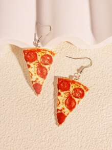 Pendientes con diseño de pizza - Marrón - Ver 3