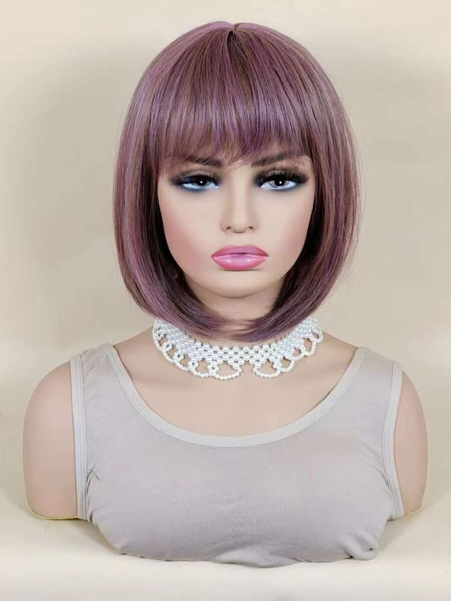 短直筒人造假髮帶劉海 - 彩色 - 查看 1