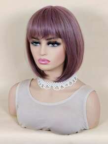 短直筒人造假髮帶劉海 - 彩色 - 查看 3