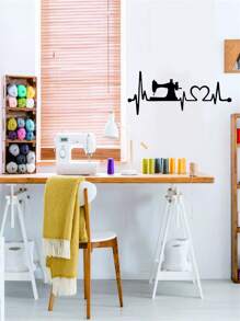 Sewing Machine Print Wall Sticker, Black Self Adhesive Wall Art Decoration Decal, For Home Decor - Black - View 6