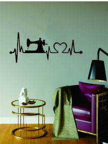 Sewing Machine Print Wall Sticker, Black Self Adhesive Wall Art Decoration Decal, For Home Decor - Black - View 7