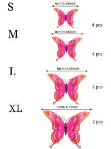 12pcs 3D Butterfly Sticker, Plastic Wall Art Decoration Magnet Butterfly For Home Decor - Multicolor - View 3