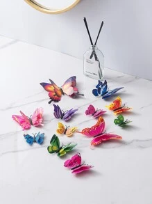 12pcs 3D Butterfly Sticker, Plastic Wall Art Decoration Magnet Butterfly For Home Decor - Multicolor - View 4