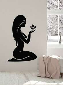 Decal dán tường spa cho phòng ngủ, hoa thiên nhiên, massage, thẩm mỹ viện, trang trí nội thất, cửa sổ, miếng dán vinyl 1 chiếc, nhãn dán, decal dán tường, decal vinyl trang trí nhà cửa, vật dụng trang trí mùa xuân làm mới ngôi nhà của bạn, miếng dán trang trí Rama - màu đen - Xem 1