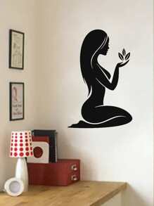 Decal dán tường spa cho phòng ngủ, hoa thiên nhiên, massage, thẩm mỹ viện, trang trí nội thất, cửa sổ, miếng dán vinyl 1 chiếc, nhãn dán, decal dán tường, decal vinyl trang trí nhà cửa, vật dụng trang trí mùa xuân làm mới ngôi nhà của bạn, miếng dán trang trí Rama - màu đen - Xem 2