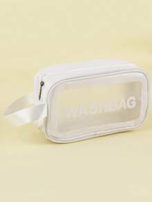 字母圖形透明化妝包儲存化妝品組織器化妝盒 - 白色 - 查看 3