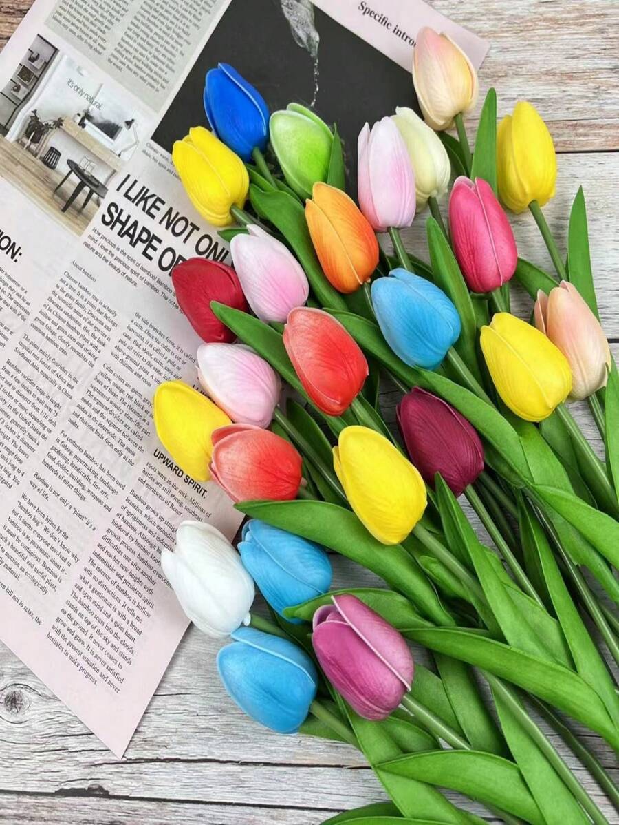 3 cái/bộ Hoa Tulip Nhân Tạo, Thân Hoa Tulip Giả Trang Trí Nhà - Nhiều màu - Xem 1